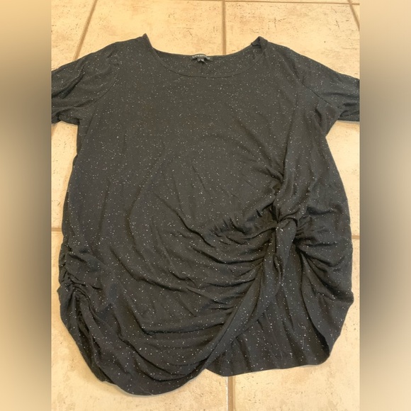 Lane Bryant Black Sparkle Ruched & Knot Detail Top - Plus Size 18/20 - Picture 7 of 8